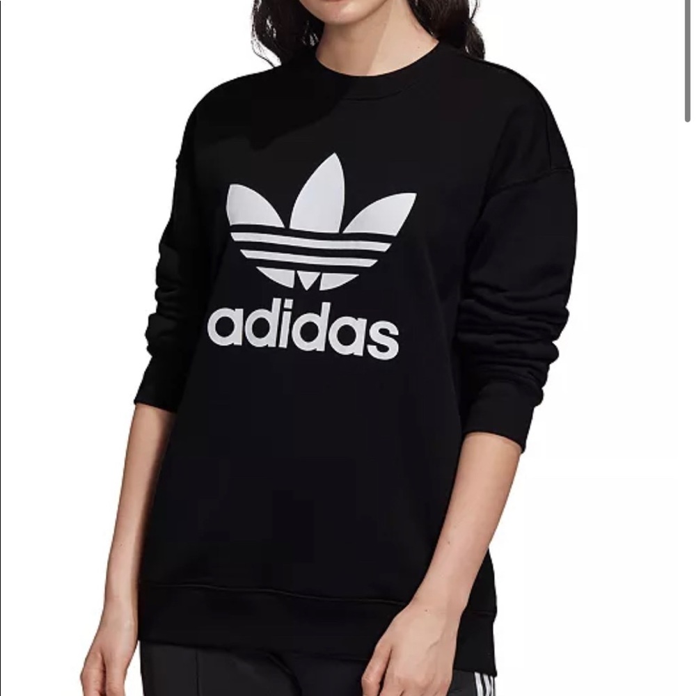 Adidas original cotton trefoil logo crew sweatshirt